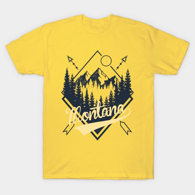 Montana Mountains And Outdoor T-Shirt by LaarniGallery